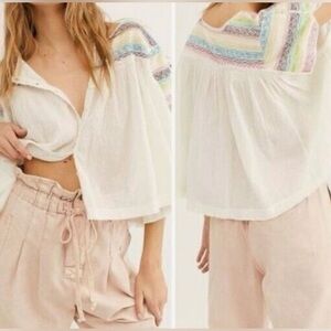 Free People Mirabella Embroidered Top NWT